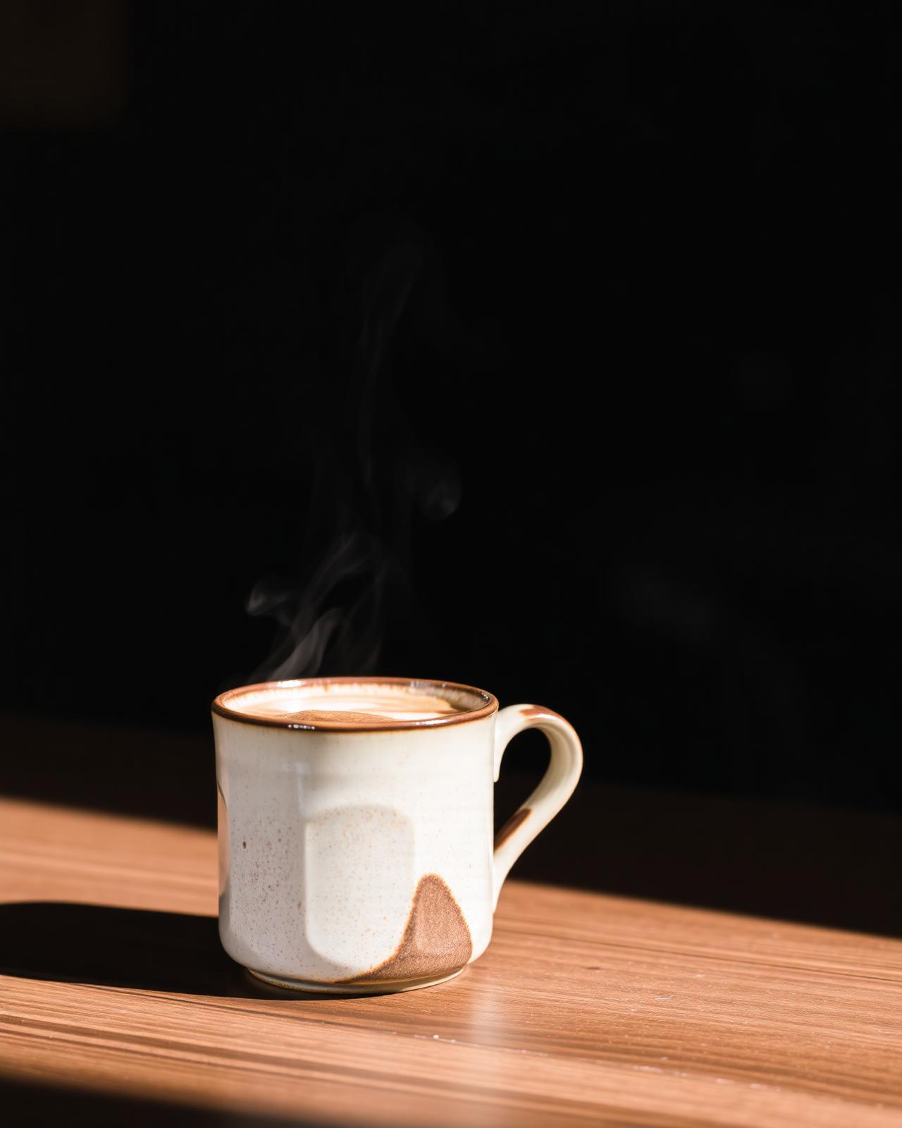 Horchata Latte in a rustic ceramic mug